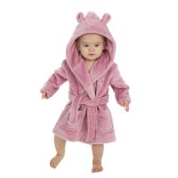 18C852: Baby Dusky Pink Hooded Dressing Gown (6-24 Months)